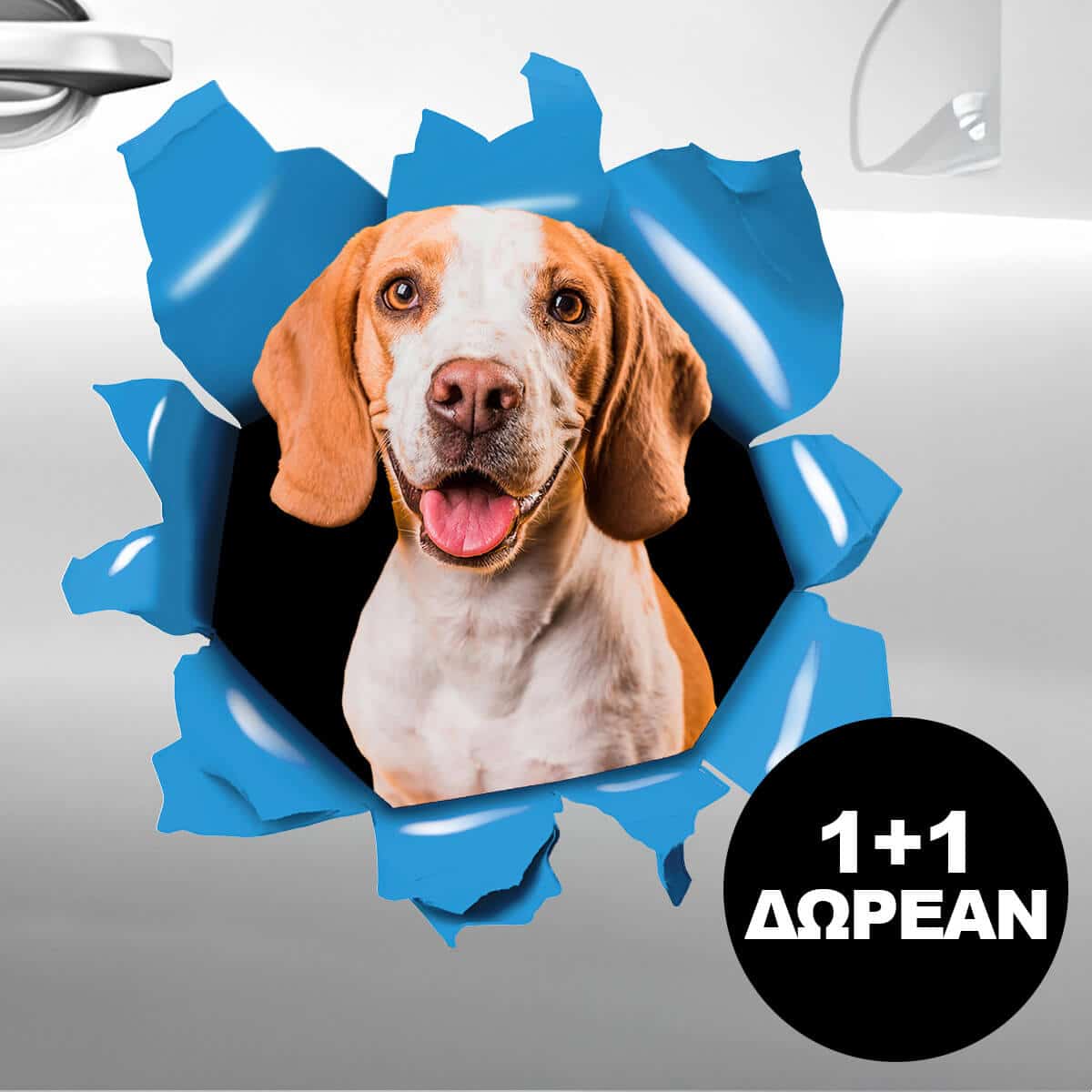 Προσαρμοσμένο αυτοκόλλητο 1+1 ΔΩΡΕΑΝ